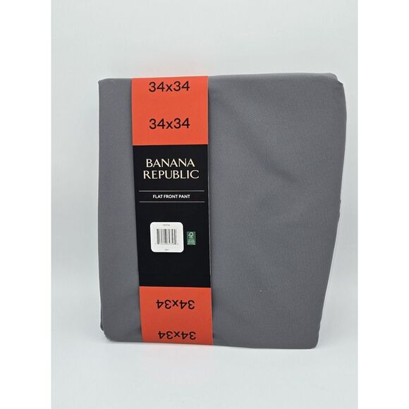 Banana Republic Men's Flat Front Pant Slim Fit Stretch Fabric Gray 34x34 - Picture 2 of 2